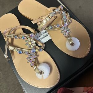 Elegant Gold Embellished Sandals